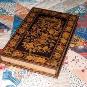 Vintage new Antique look Victorian Floral Storage Box crafted lined- Magnetic
